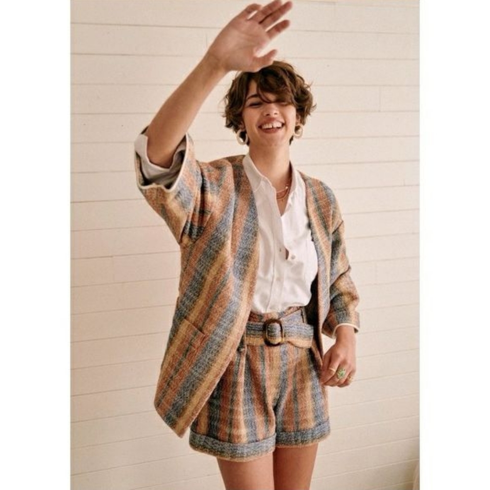 Karena Jacket in Blue Brown Jacquard